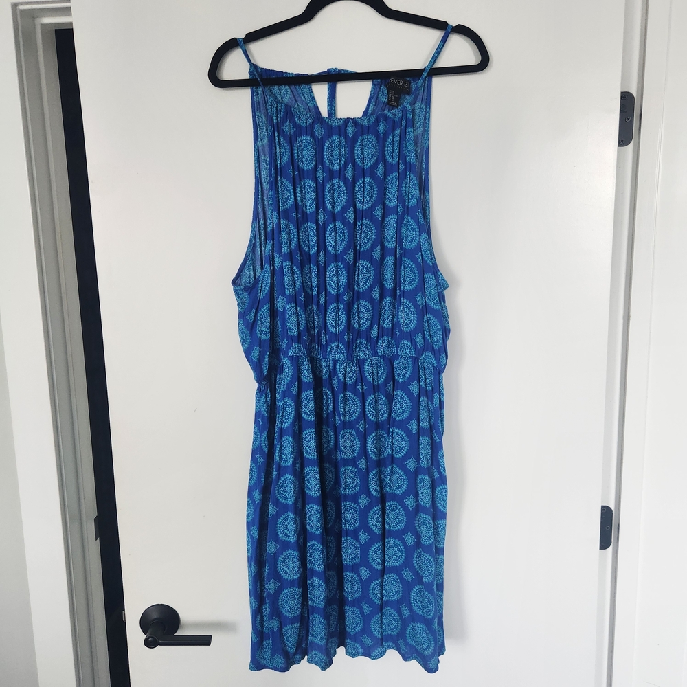 Forever 21 Blue Geometric Backless Dress